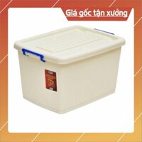 Thùng nhựa công nghiệp 75l đựng đồ đa năng có nắp đậy, có bánh xe Song Long- màu ngẫu nghiên.