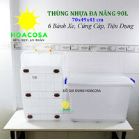 Thùng Nhựa Đa Năng 90L Duy Tân- 6 Bánh Xe, Cứng Cáp