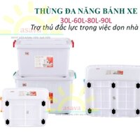 Thùng Nhựa Đa Năng Có Bánh Xe Đẩy 30L, 60L, 80L, 90L Nhựa Hiệp Thành- Cứng Cáp, Tiện Dụng, Bền Lâu.