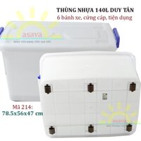Thùng Nhựa Đựng Đồ 140L Duy Tân- 6 Bánh Xe, Gọn Đẹp, Cứng Cáp, Tiện Dụng.