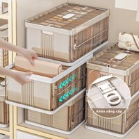 Thùng nhựa đựng đồ đa năng SNDK, Hộp đựng quần áo trong suốt, nắp cài chắc chắn chống bụi