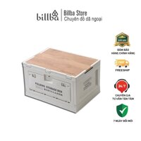 Thùng nhựa đựng đồ dã ngoại cắm trại đa năng dung tích 50L - Hộp nhựa PP đựng đồ gấp gọn có nắp đậy gỗ_ Billba store