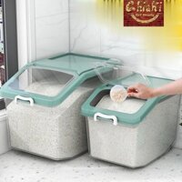 Thùng Nhựa đựng Gạo Thông Minh Trong Suốt 15kg Phiên Bản Cải Tiến Có Bánh Xe đa Năng đựng Ngũ Cốc