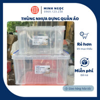 Thùng nhựa đựng quần áo trong suốt, siêu bền, sắp xếp đồ đạc 65Lit Việt Nhật 5372