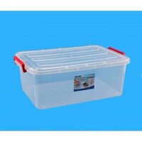 thùng nhựa, hộp nhựa đựng đồ trong suốt 15 lít, nắp có khóa cài là 2 quai xách 2 bên. DTH116