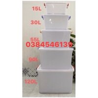 Thùng nhựa trắng bánh 90 lít