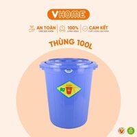 Thùng Nhựa Tròn Có Nắp 100L Nhựa Vĩ Hưng - Đựng Đồ, Lưu Trữ Tiện Lợi