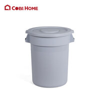 Thùng nhựa tròn để đồ đa năng, thùng rác tròn 37L, 76L, 120L - Xám - 120L