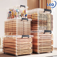 Thùng nhựa trong suốt đựng đồ có bánh xe Hộp nhựa đồ đa năng có nắp Thùng đựng quần áo đồ chơi sách đồ ăn vặt