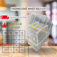 Thùng nhựa vuông 20L Việt Nhật trong suốt chắc chắn (41x31x24cm) hàng có sẵn