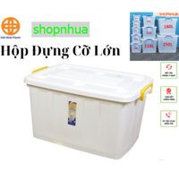 Thùng Nhựa Vuông 30L, 55L Nhựa Đục Đựng Đồ Đa Năng Có Bánh Xe Việt Nhật