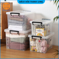 Thùng nhựa vuông đựng đồ đa năng Việt Nhật trong suốt , thùng nhựa đựng đồ chơi cho bé chắc chắn (40x30x23)
