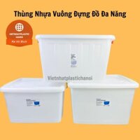 Thùng Nhựa Vuông Đựng Đồ Đa Năng Có Bánh Xe Việt Nhật 55L/ 75L/85L/90L/125L  tiện ích
