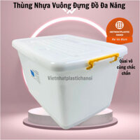 Thùng Nhựa Vuông Đựng Đồ Đa Năng Có Bánh Xe Việt Nhật 55L/ 75L/85L/90L/125L - Mẫu mới