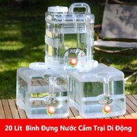 Thùng Nước 20 Lít cắm Trại Bình Nước Bàng Quang Nước Bình Chứa Nước Pc Trong Suốt Xô Vuông Xe Ngoài Trời Nhà Tự Lái Tour Cắm Trại Có Vòi Nước Chứa Nước Xô
