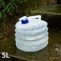Thùng nước gắn trên xe 5L ngoài trời, thùng chứa nước bằng nhựa có thể thu gọn, túi nước có vòi, túi nước uống PE, dụng cụ cắm trại
