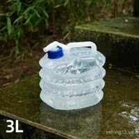 Thùng nước gấp 3L ngoài trời, thùng nước nhựa PE cho cắm trại, thùng chứa nước cho xe ô tô, túi nước gấp có vòi, túi uống nước