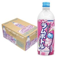 Thùng nước ngọt Soda Nhật Sangaria Ramu Bottle Grape vị nho 500ml x 24 chai