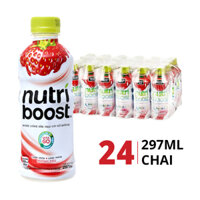 Thùng nước sữa trái cây vị dâu Nutri Boost 297ml (24 Chai)