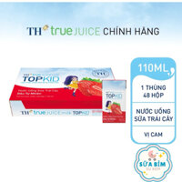 Thùng Nước Uống Sữa Trái Cây TH true JUICE milk TOPKID Dâu Tự Nhiên 110 ml( 48h x 110ml)