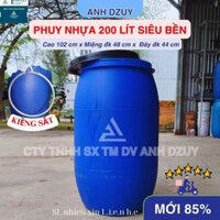 THÙNG PHI NHỰA 200 LÍT CŨ KÈM NẮP - mới 85% siêu bền