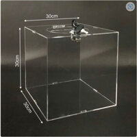 Thùng phiếu bốc thăm / thùng từ thiện mica 2mm 30 vuông nắp có khóa H03