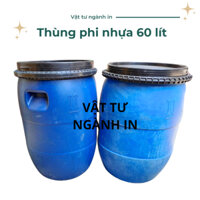 Thùng phuy nhựa 60 lít, phi nhựa xanh, thùng đựng nước 60 lít (mới 90%)