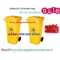 Thùng rác 120 lít màu vàng