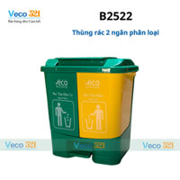Thùng rác 2 ngăn phân loại rác, thùng rác văn phòng 40 lít eco ( B2522 ), khả năng ngăn mùi tốt.
