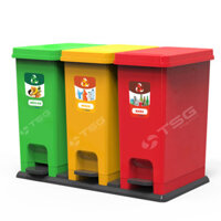 Thùng Rác 3 Ngăn Phân Loại Rác 60 Lít