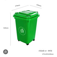 Thùng Rác 60L có bánh xe-Có Thể Tháo rời bánh xe