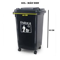 Thùng Rác 60l MÀU ĐEN, Thùng Rác Có Bốn Bánh Xe Hàng Nhập Khẩu, Thùng Rác Công Cộng