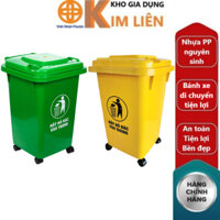 Thùng rác 60L nhựa VIỆT NHẬT / GIA LONG - 4 bánh xe, quai xách, cỡ lớn, công cộng ngoài trời - 5345