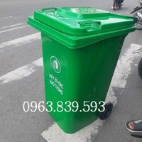 Thùng rác công nghiệp 240L màu xanh, thùng đựng rác sinh hoạt
