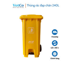 Thùng Rác Đạp Chân 240L, Thùng Rác Công Cộng 240 Lít Nhựa HPDE, Bàn Đạp Chân Bằng Thép, Màu Vàng.