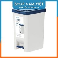 Thùng rác đạp chữ nhật Hiro 10L - trắng xanh đậm