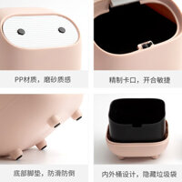 Thùng rác để bàn, thùng lưu trữ đầu giường phòng ngủ, nhỏ dễ thương, mini văn phòng có nắp, thùng rác nhỏ