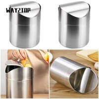 Thùng rác để bàn WAY2TOP, Thùng lưu trữ sáng tạo di động, Thùng rác có nắp lắc Mini bằng thép không gỉ