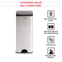 Thùng Rác Fitis Premium Đạp Vuông Lớn SPL1-901 (22lit) - Inox (sử dụng túi rác size M)