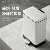 Thùng rác gia đình bằng thép không gỉ dung tích lớn có nắp đậy, bàn đạp, thùng rác cho nhà bếp, phòng khách, phòng ngủ, phòng tắm