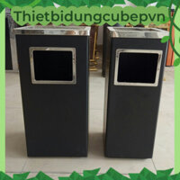 Thùng rác inox có lưới vuông cao cấp.