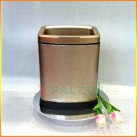 Thùng rác inox phủ nano không nắp, thùng rác nhà vệ sinh hình chữ nhật chống gỉ sét, chống vân tay, thùng rác 6l