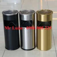 Thùng rác inox tròn có gạt tàn thuốc giá rẻ
