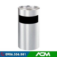 Thùng rác inox tròn có gạt tàn thuốc lá A35-A (Màu Trắng)-Giá tốt nhất thị trường