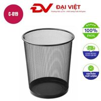 Thùng rác inox văn phòng lưới đen 260x280mm