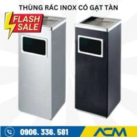 Thùng rác inox vuông có gạt tàn A34 – A