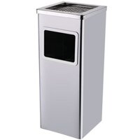Thùng rác inox vuông có gạt tàn thuốc A34, thùng rác sảnh lễ tân khách sạn nhà hàng