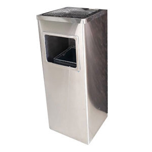 Thùng rác Inox vuông gạt tàn Nhân Long A34-B