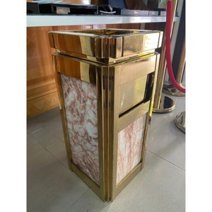Thùng rác mạ vàng đá hoa cương A16(Inox vàng, đá) (TLJA16Z1)