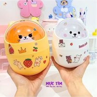 Thùng rác mini 16cm nắp xoay trong suốt đáng yêu